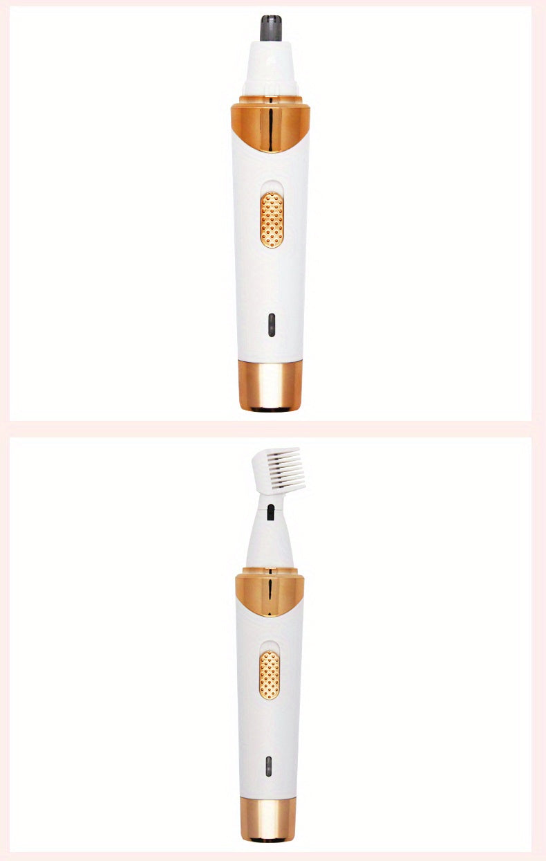 4-in-1 Women's Electric Razor - Wet & Dry Hair Remover For Pubic Hair, Eyebrow, Nose, Face, Legs, Underarms - Portable Bikini Trimmer - Rechargeable & Cordless - Gentle & Effective Hair Shaving