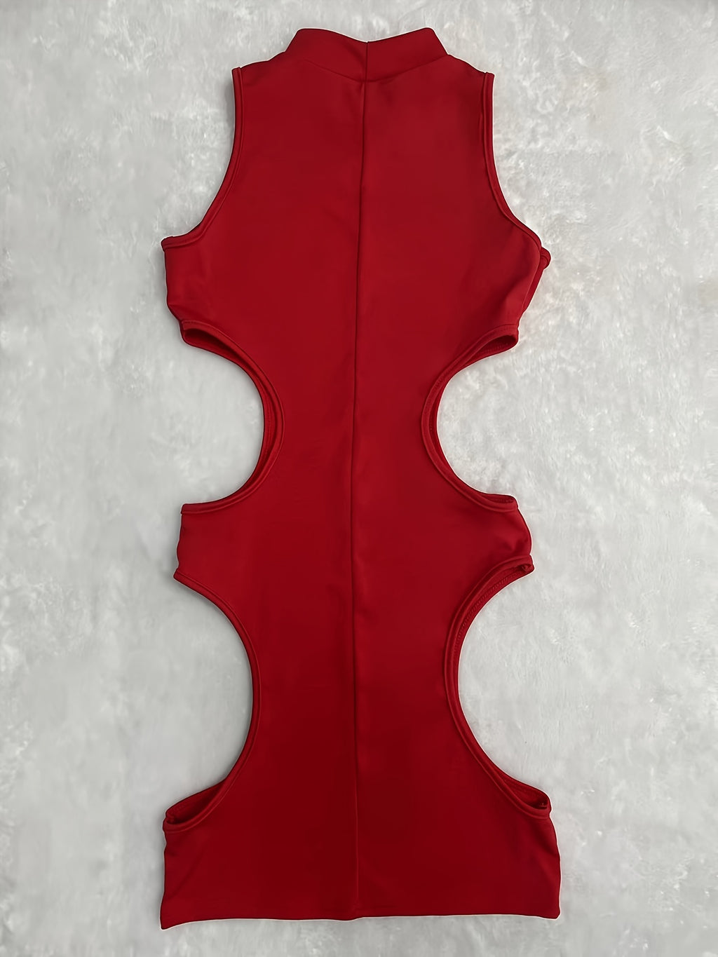 Cut Out Mock Neck Tank Dress, Sexy Bodycon Sleeveless Dress For Spring & Summer, Women's Clothing