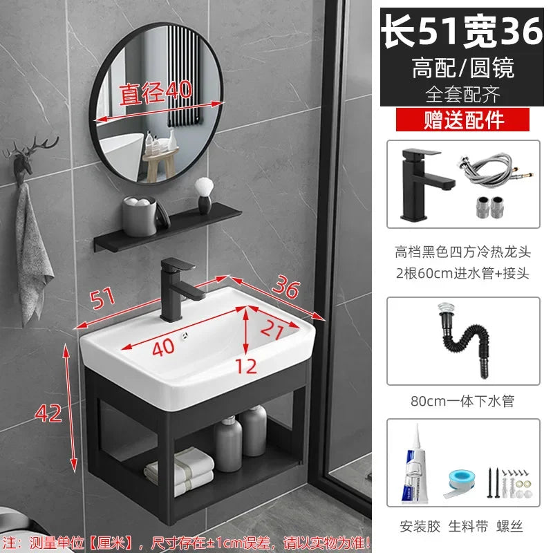 Bathroom Vanity with Sink Toilet Simple Small Apartment Household Wall-mounted Storage Balcony Washbasin Cabinet with Mirror