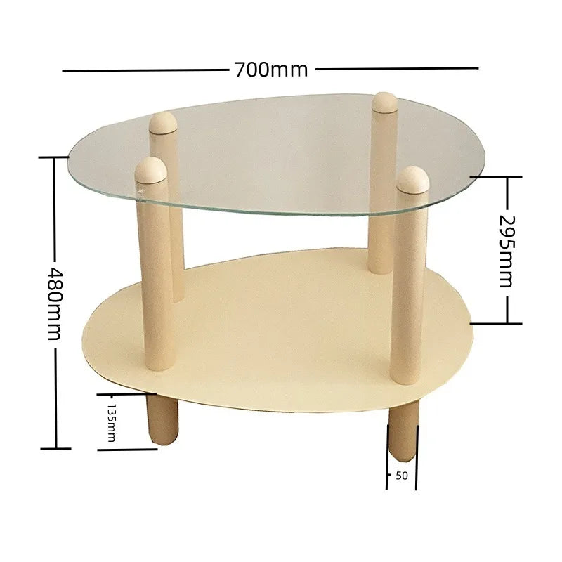 Household Living Room Simple Coffee Table Double Transparent Side Tables Modern Aesthetic Home Furniture Decoration Ornaments