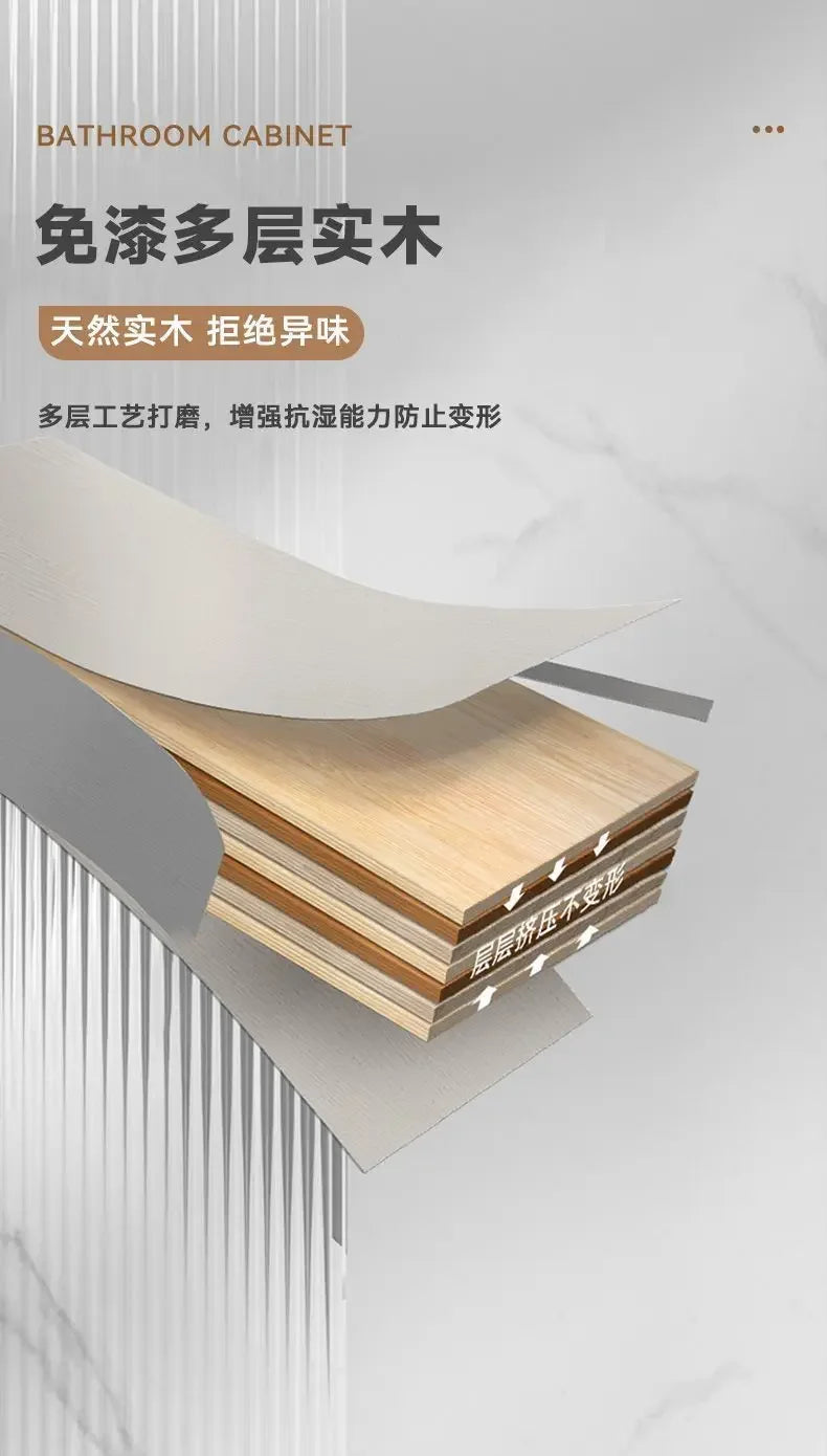 Bathroom Cabinet Slab Hot Bending Integrated Basin Wall-Mounted Bathroom Vanity Wall Hung Storage Vanity Cabinet with Basin