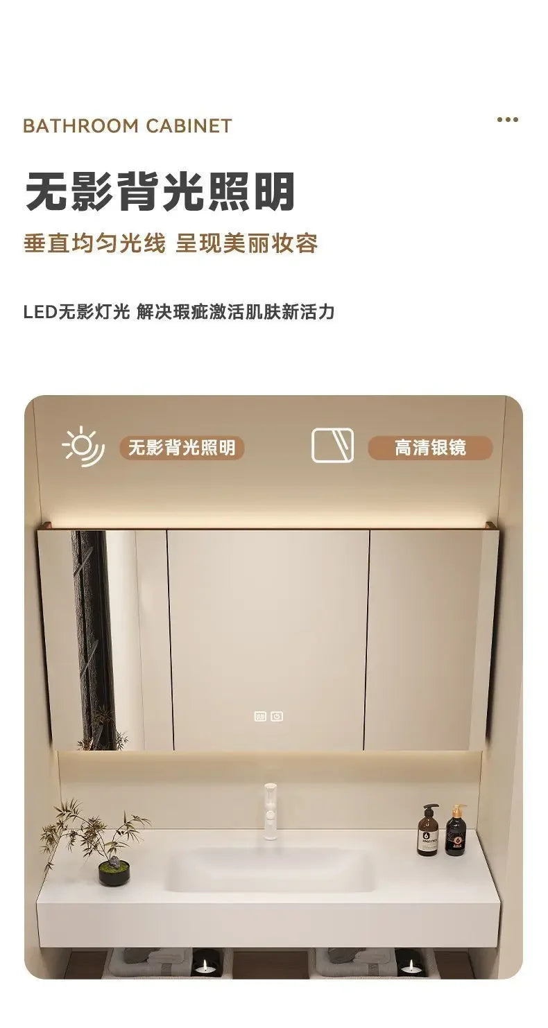 Bathroom Cabinet Slab Hot Bending Integrated Basin Wall-Mounted Bathroom Vanity Wall Hung Storage Vanity Cabinet with Basin