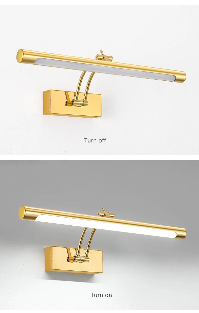 Bathroom Vanity LED Wall Lamp Picture Light Warerproof 40/55/70cm Adjustable Angle Makeup Cabinet Mirror Light Sconce Lighting