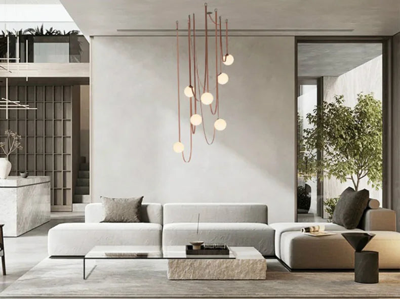 Art Deco White Glass Chandeliers Brown Black Artificial Leather Lighting G9 Bulb For Hall Parlor Dining Room Office Kitchen