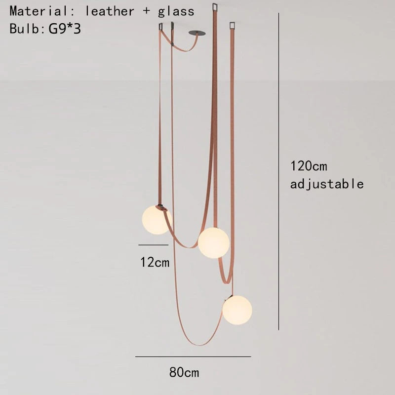 Art Deco White Glass Chandeliers Brown Black Artificial Leather Lighting G9 Bulb For Hall Parlor Dining Room Office Kitchen