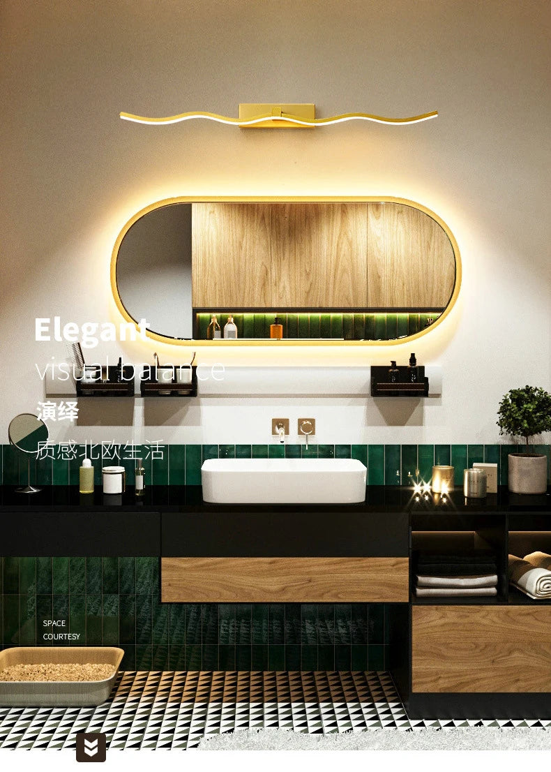 Bathroom LED Wall Lamp Mirror Light Indoor Lighting 40/60/80/100cm Long Strip Light Bedroom Washroom Kitchen Luminaire Lustre