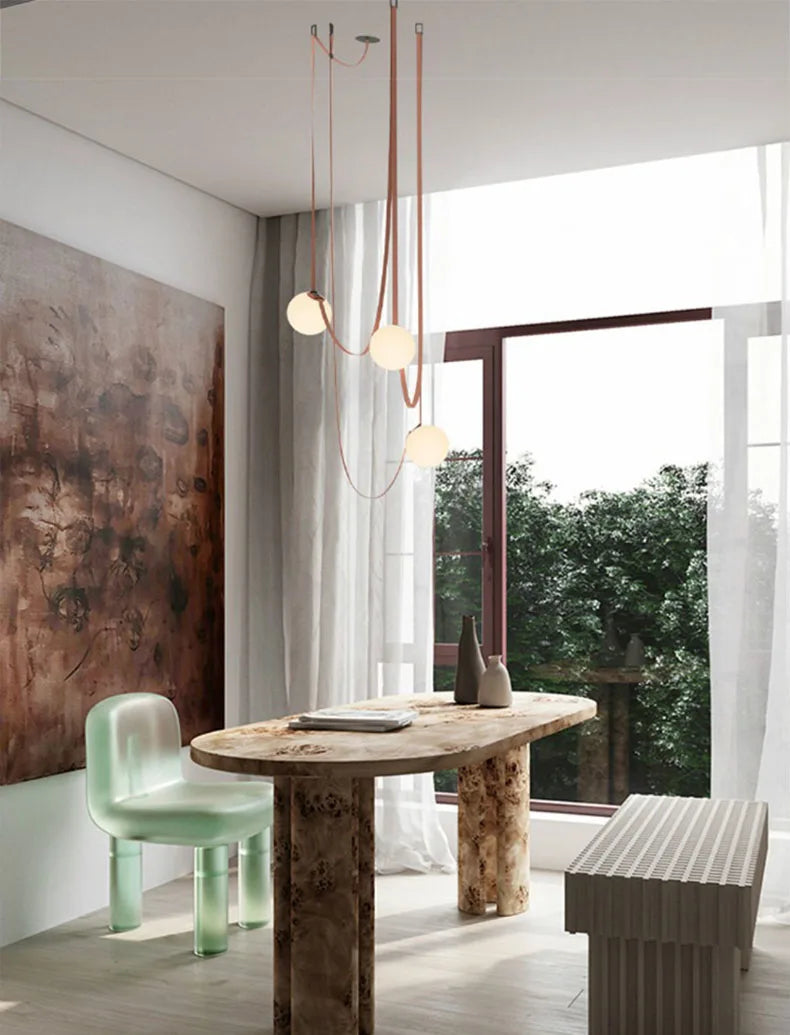 Art Deco White Glass Chandeliers Brown Black Artificial Leather Lighting G9 Bulb For Hall Parlor Dining Room Office Kitchen