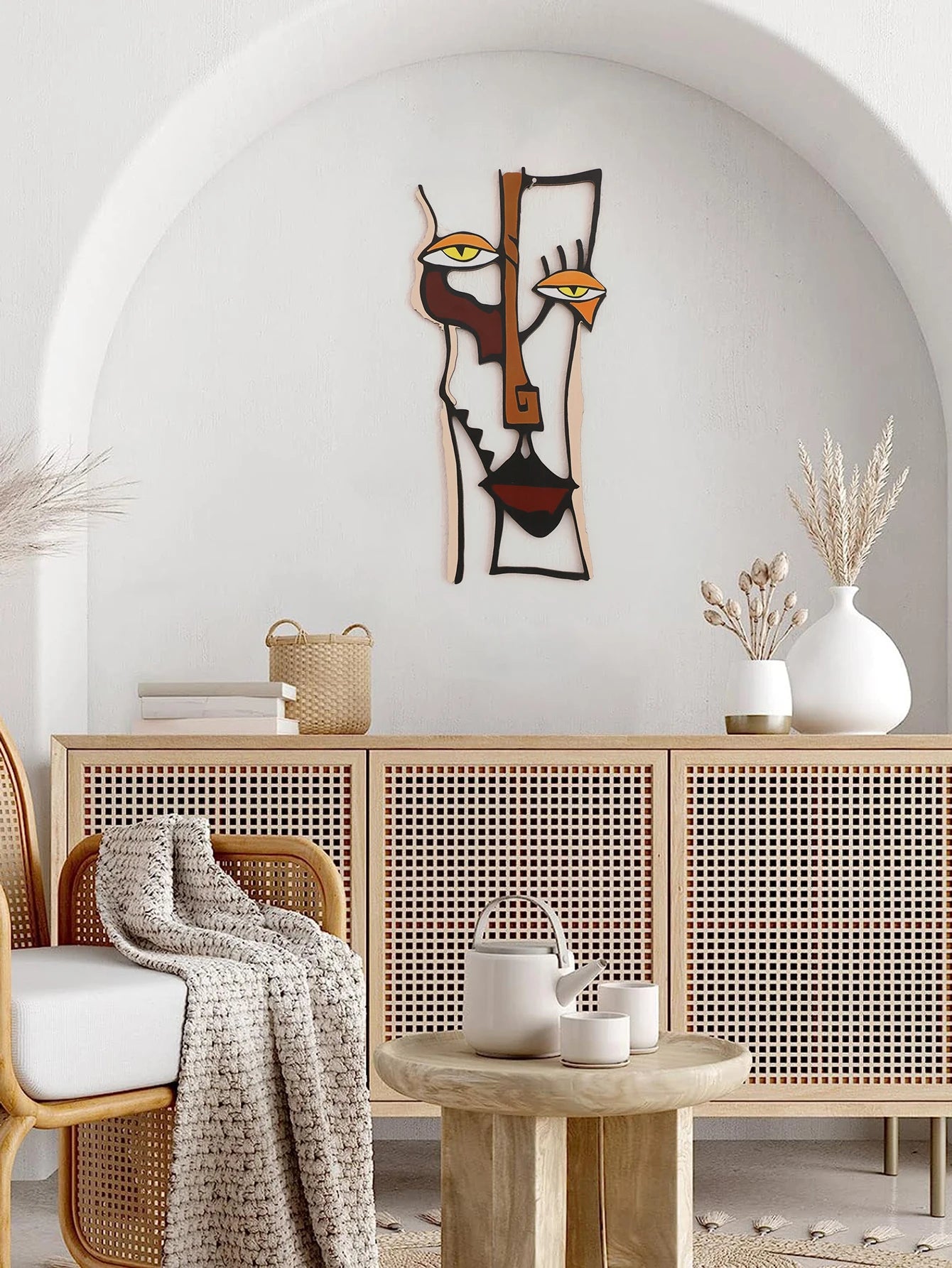 Abstract Face Wall Hanging Wooden Wall Decor Home and Office Decorative Hanging for Living Room Bedroom and Hallway Crafts Gift