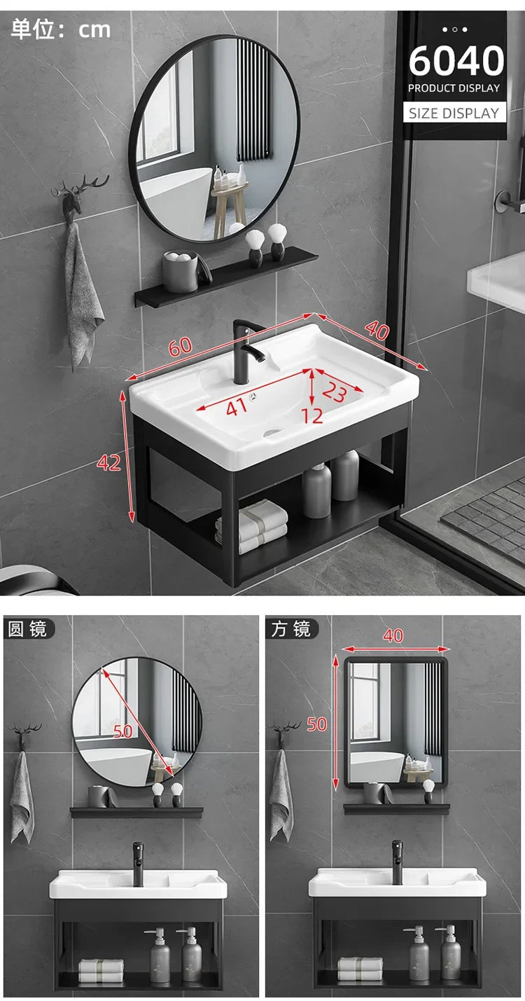 Bathroom Vanity with Sink Toilet Simple Small Apartment Household Wall-mounted Storage Balcony Washbasin Cabinet with Mirror