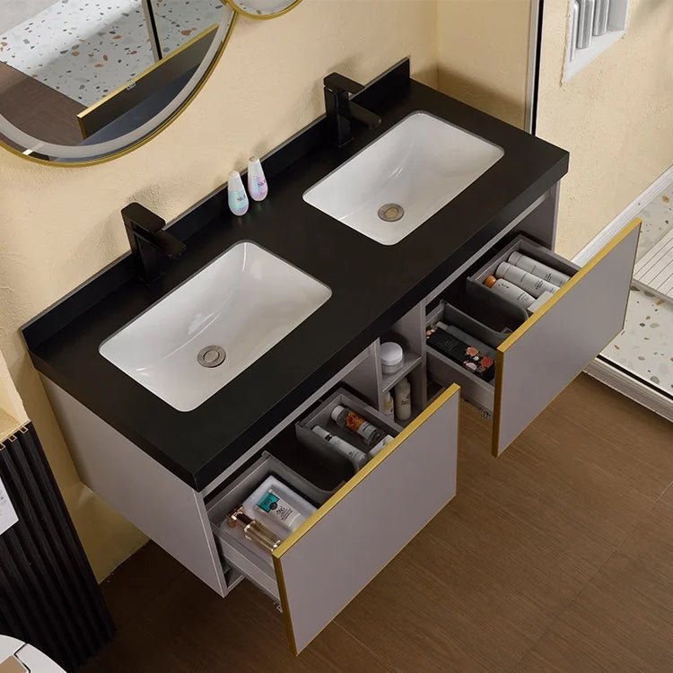 Wall-hung Bathroom Vanities Furniture Mounted Bathroom Waterproof Mirror Cabinet Double Wash Bathroom Cabinet