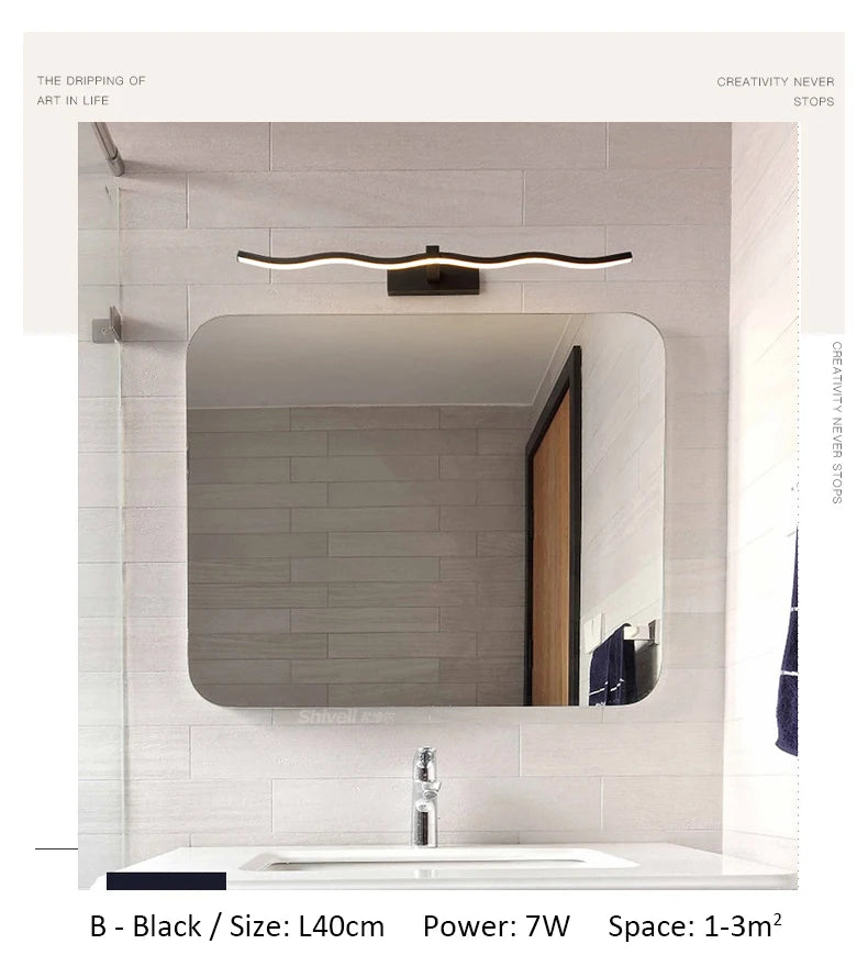 Bathroom LED Wall Lamp Mirror Light Indoor Lighting 40/60/80/100cm Long Strip Light Bedroom Washroom Kitchen Luminaire Lustre