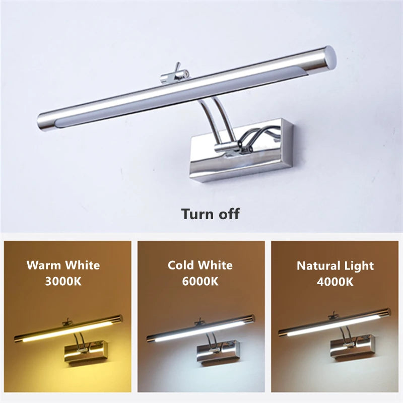 Bathroom Vanity LED Wall Lamp Picture Light Warerproof 40/55/70cm Adjustable Angle Makeup Cabinet Mirror Light Sconce Lighting