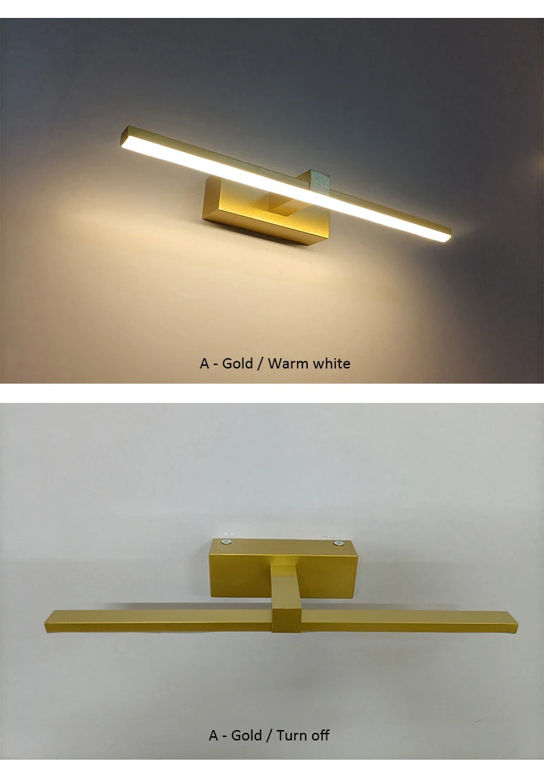 Bathroom LED Wall Lamp Mirror Light Indoor Lighting 40/60/80/100cm Long Strip Light Bedroom Washroom Kitchen Luminaire Lustre