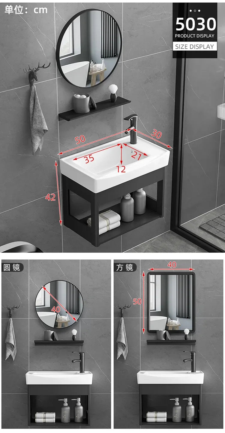 Bathroom Vanity with Sink Toilet Simple Small Apartment Household Wall-mounted Storage Balcony Washbasin Cabinet with Mirror