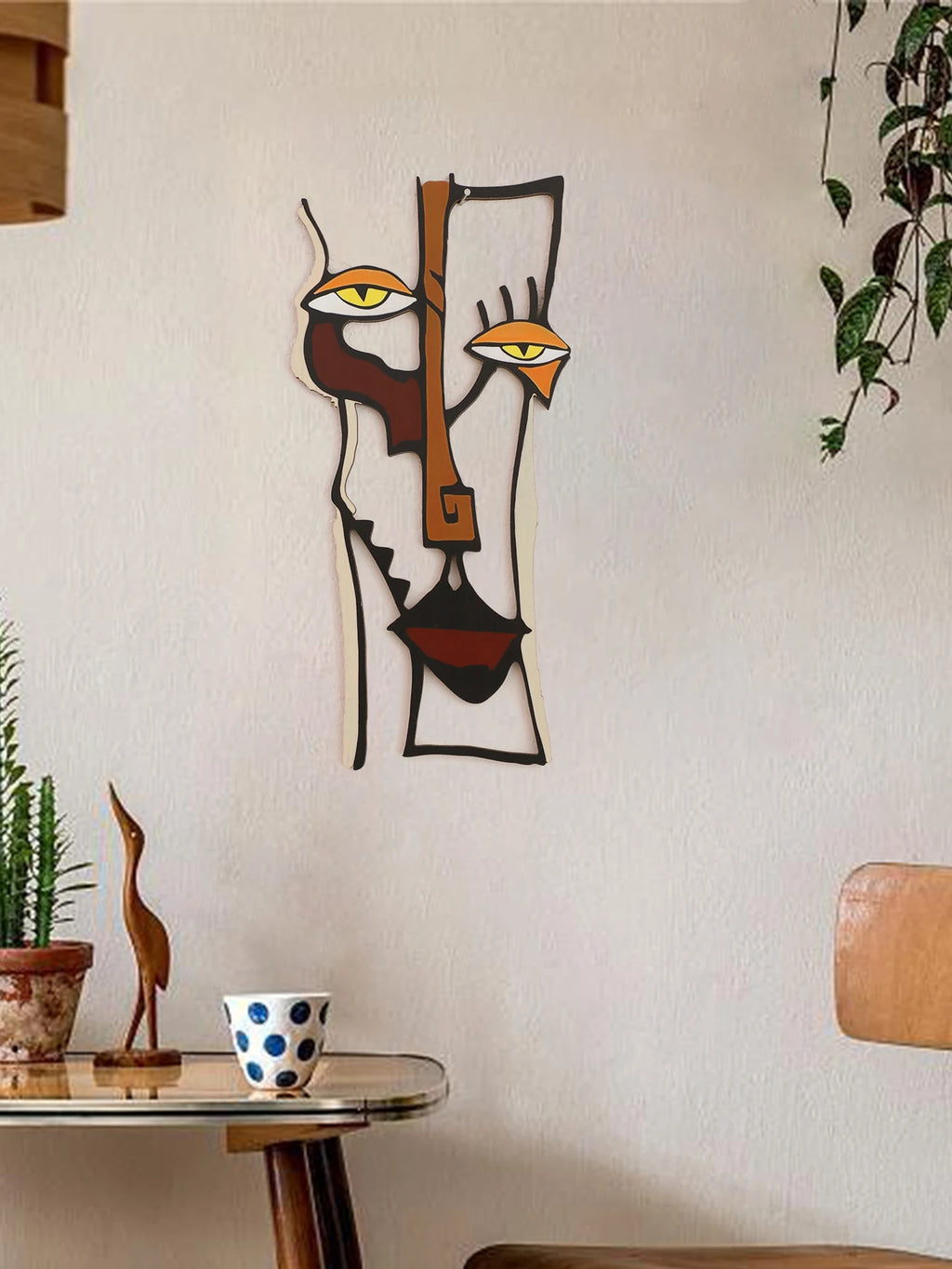 Abstract Face Wall Hanging Wooden Wall Decor Home and Office Decorative Hanging for Living Room Bedroom and Hallway Crafts Gift