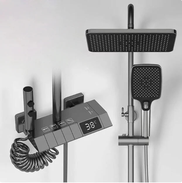 Bathroom Smart Shower System Set Bathtub Rainfall Digital Display Temperature Mixer Rain Shower Faucet Sets with Atmosphere Lamp
