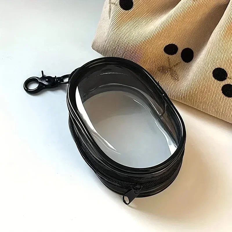 Portable Mini Transparent Charging Cable Storage Bag with Zipper Multifunctional Headphone Case Travel Accessories with Keychain