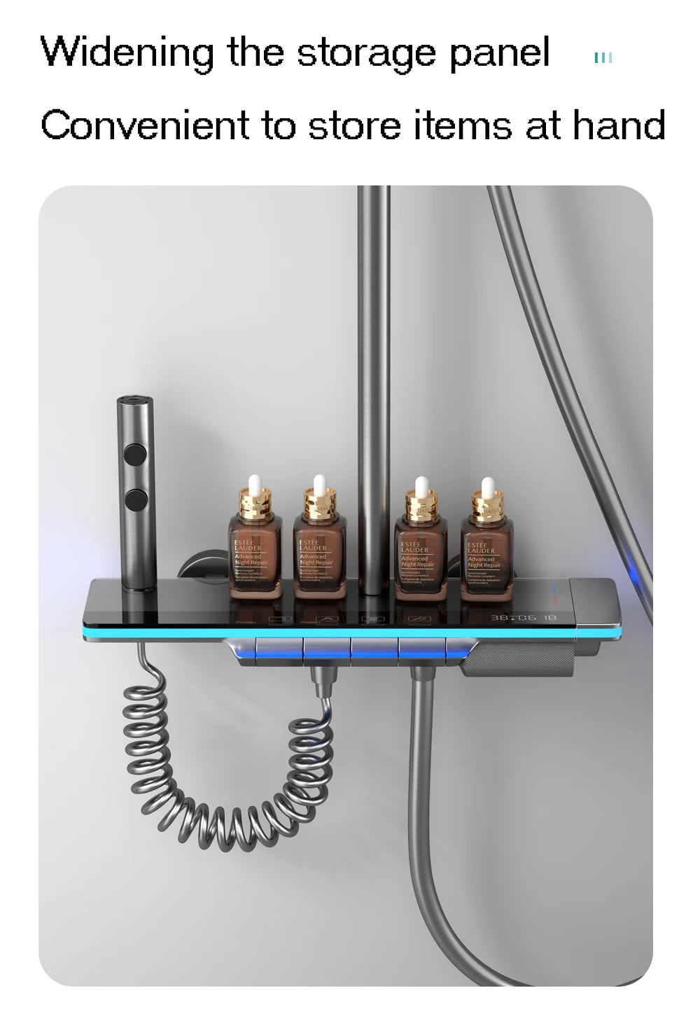 Bathroom Smart Shower System Set Bathtub Rainfall Digital Display Temperature Mixer Rain Shower Faucet Sets with Atmosphere Lamp