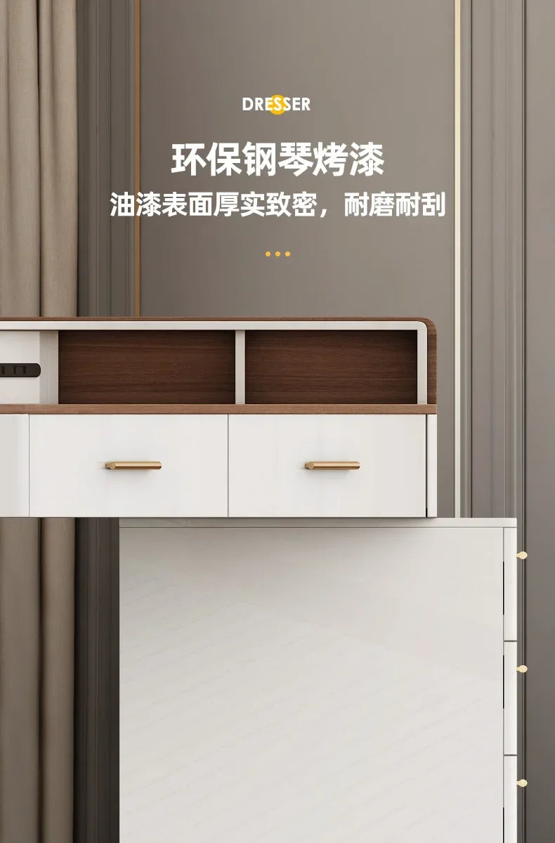 Women Makeup Dressing Table Vanity Desk Angle Bedroom Luxury Corner Hairstyle Dresser Table with Mirror Penteadeira Furniture