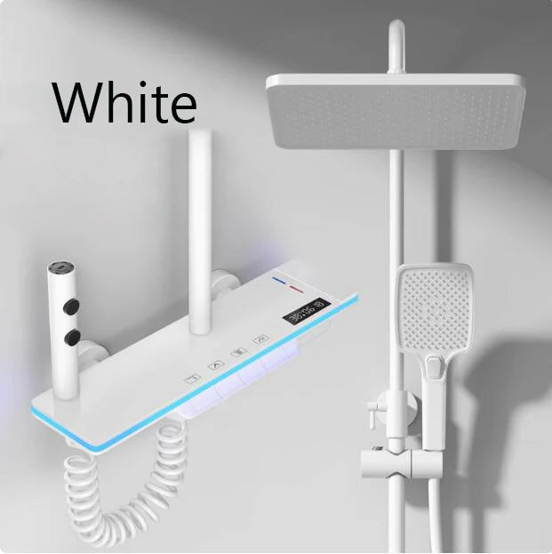 Bathroom Smart Shower System Set Bathtub Rainfall Digital Display Temperature Mixer Rain Shower Faucet Sets with Atmosphere Lamp