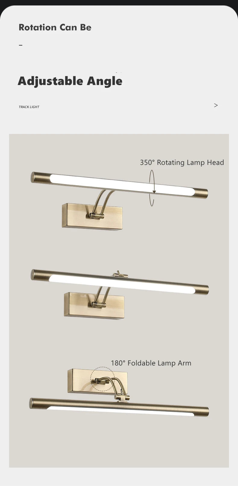 Bathroom Vanity LED Wall Lamp Picture Light Warerproof 40/55/70cm Adjustable Angle Makeup Cabinet Mirror Light Sconce Lighting