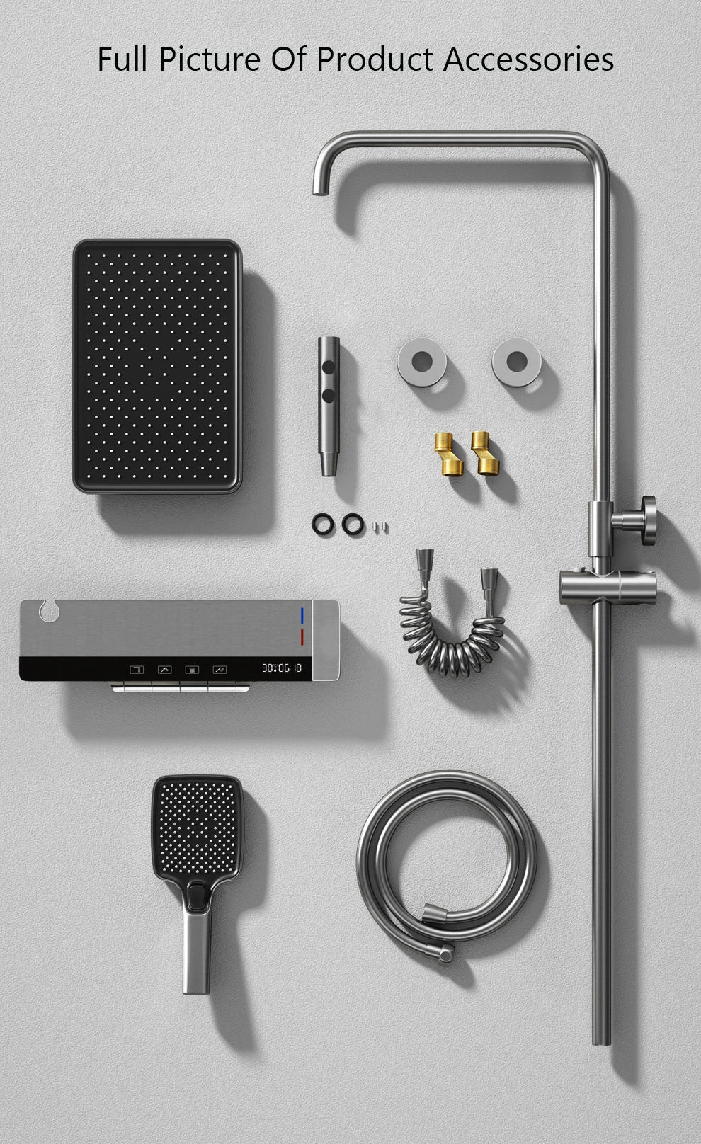 Bathroom Smart Shower System Set Bathtub Rainfall Digital Display Temperature Mixer Rain Shower Faucet Sets with Atmosphere Lamp