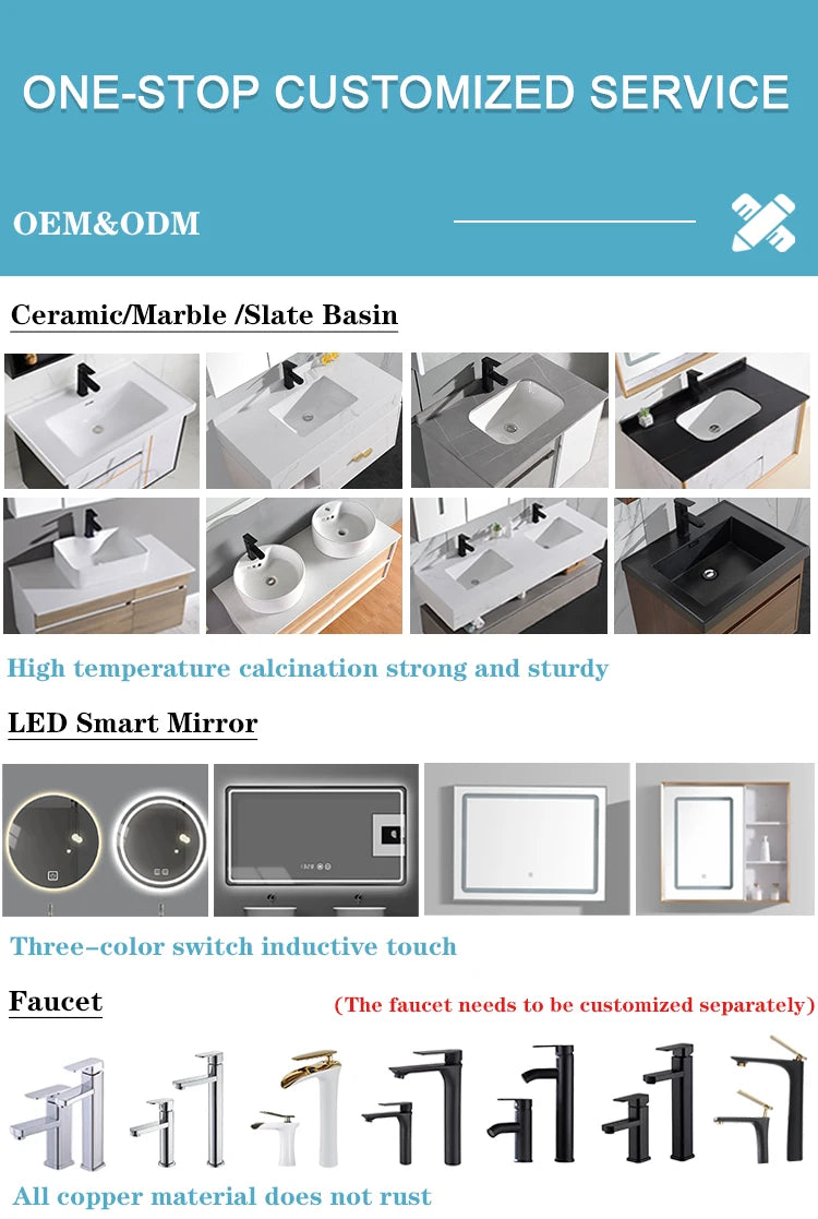 Wall-hung Bathroom Vanities Furniture Mounted Bathroom Waterproof Mirror Cabinet Double Wash Bathroom Cabinet