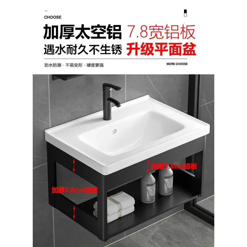 Bathroom Vanity with Sink Toilet Simple Small Apartment Household Wall-mounted Storage Balcony Washbasin Cabinet with Mirror