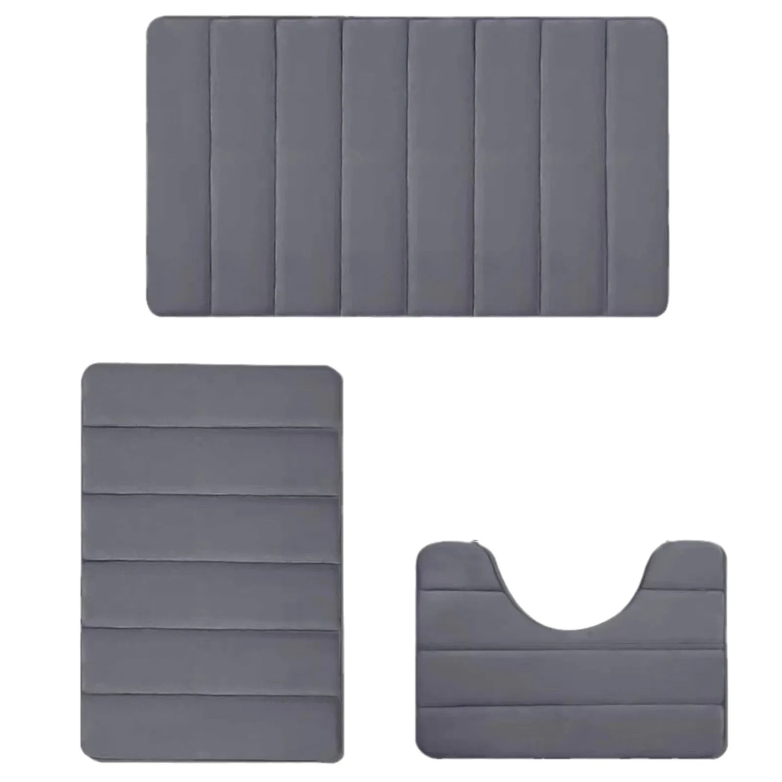 Bathroom Three-piece Set Household Non-slip Floor Mats Solid Color Quilted Bathroom Absorbent Carpet Mats