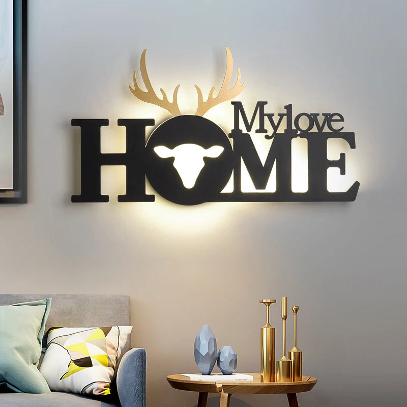 Home deco letter shape LED  Wall Light Children Sconce kid Wall Lamp Nordic Modern Bedroom Bedside Stair Corridor porch Lighting