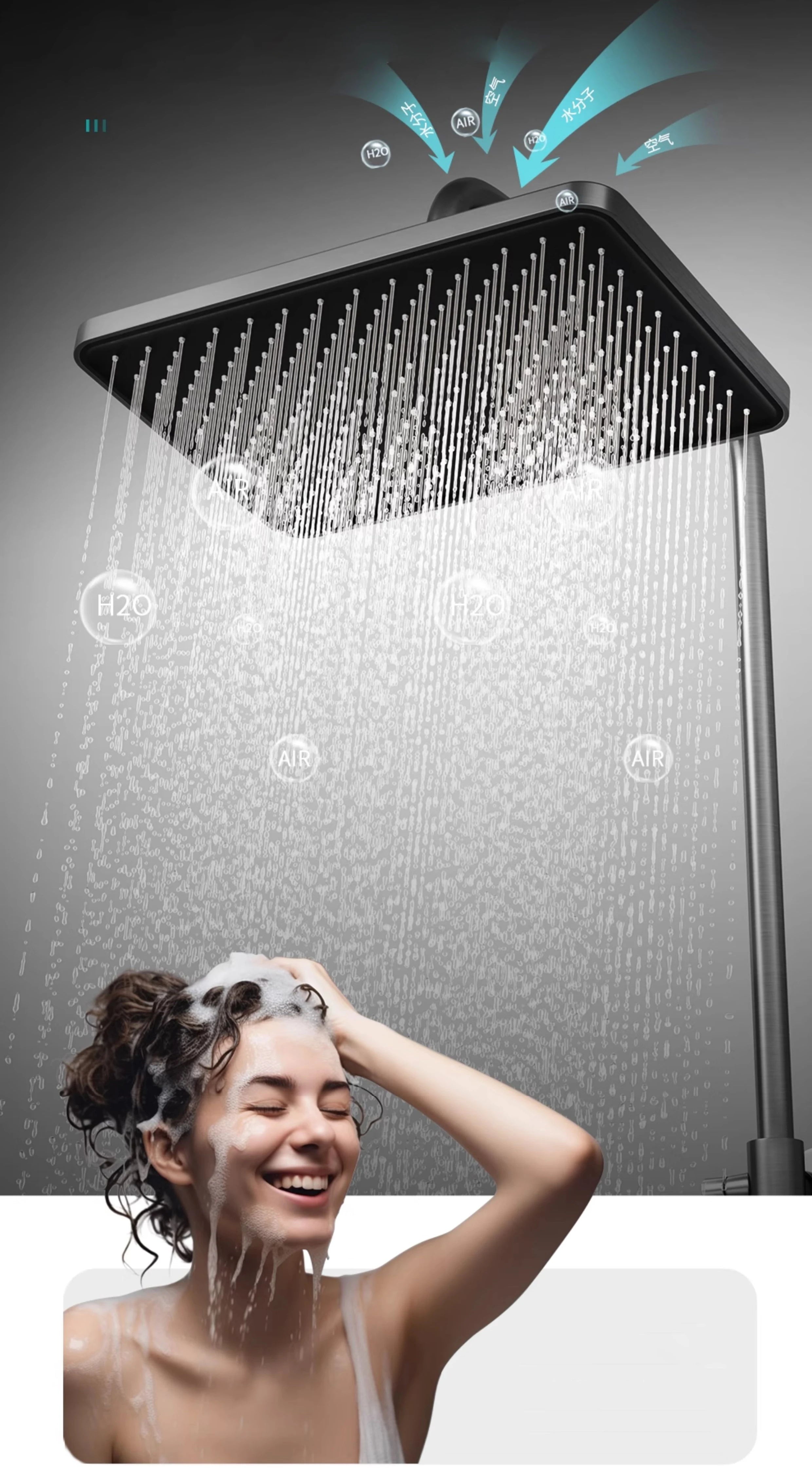 Bathroom Smart Shower System Set Bathtub Rainfall Digital Display Temperature Mixer Rain Shower Faucet Sets with Atmosphere Lamp