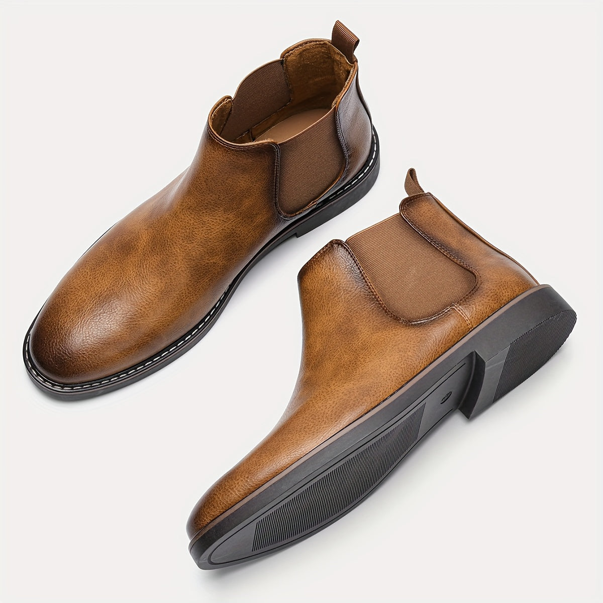 Men'S Chelsea Boots - Classic Ankle Boots with Elastic Closure, Glossy Black Faux, Cushioned Insole & Non-Slip PVC Sole - Formal & Casual Shoes for Everyday, Office, Events - Extended Sizes up to EU 46 (US Men'S 12) - Model #